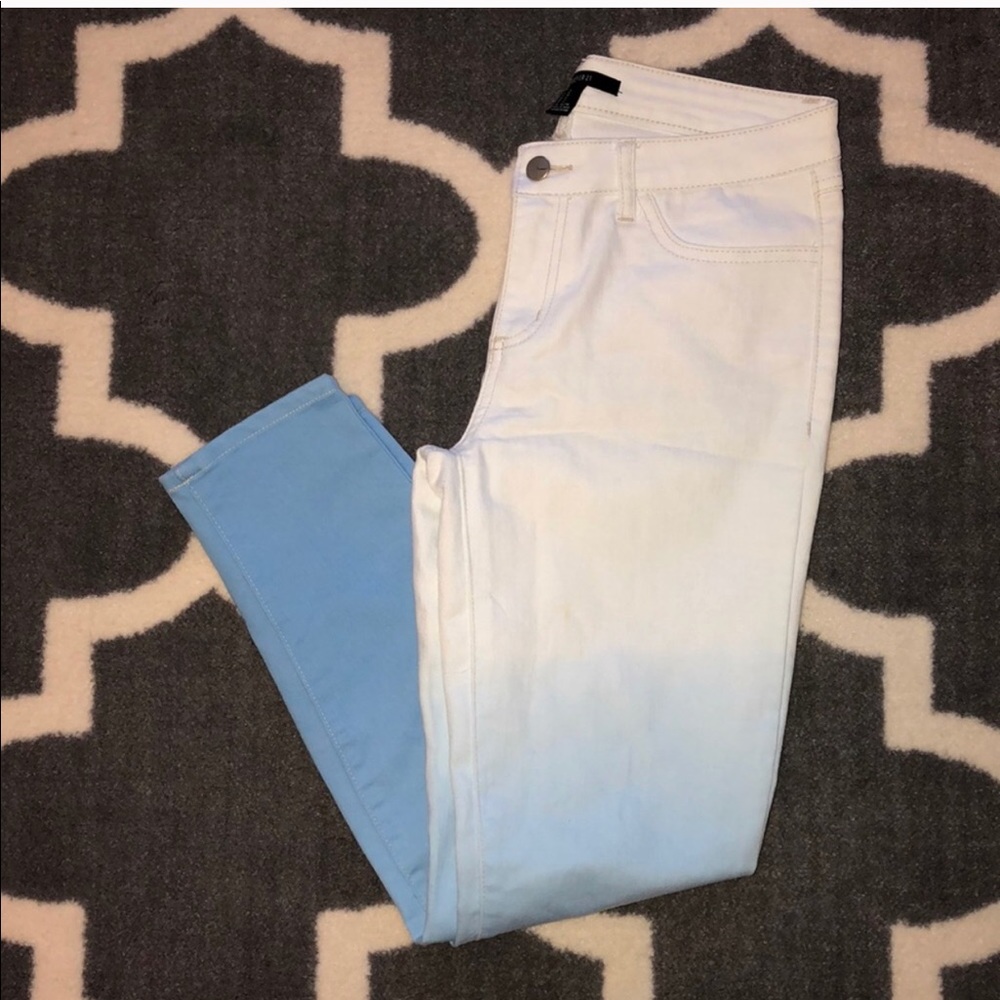Pink ombré cropped jeans